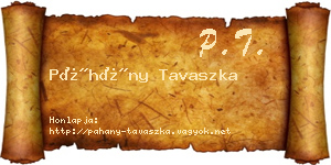 Páhány Tavaszka névjegykártya